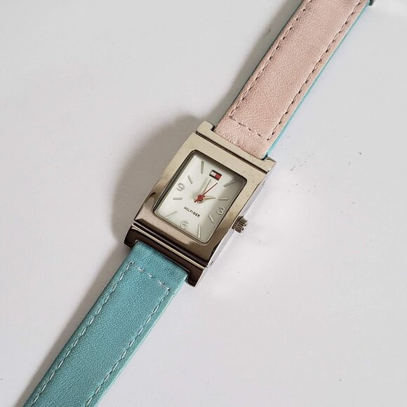 TOMMY HILFIGER Watch Reversible Leather Band Pink Blue - Picture 12 of 14
